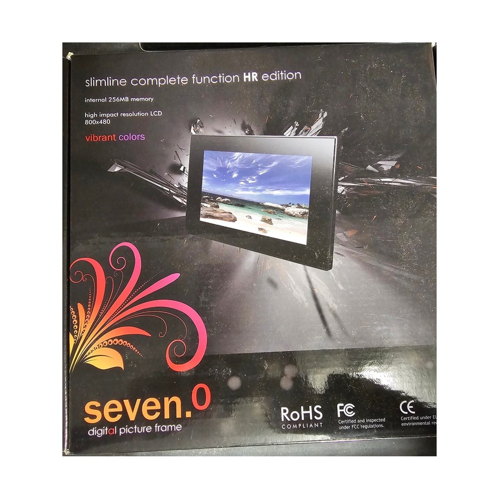Seven.0 Digital Picture Frame 7 Inch Slimline HR Edition 256MB Black 800x480